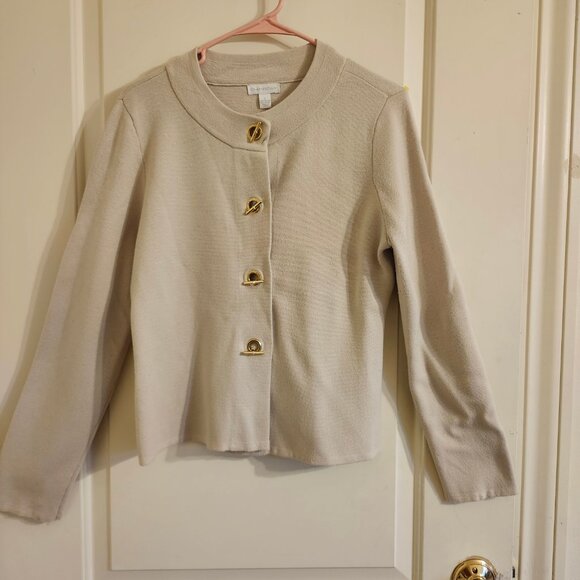 Charter Club Women’s Cardigan Jacket Large Beige Gold Buttons - Picture 7 of 9